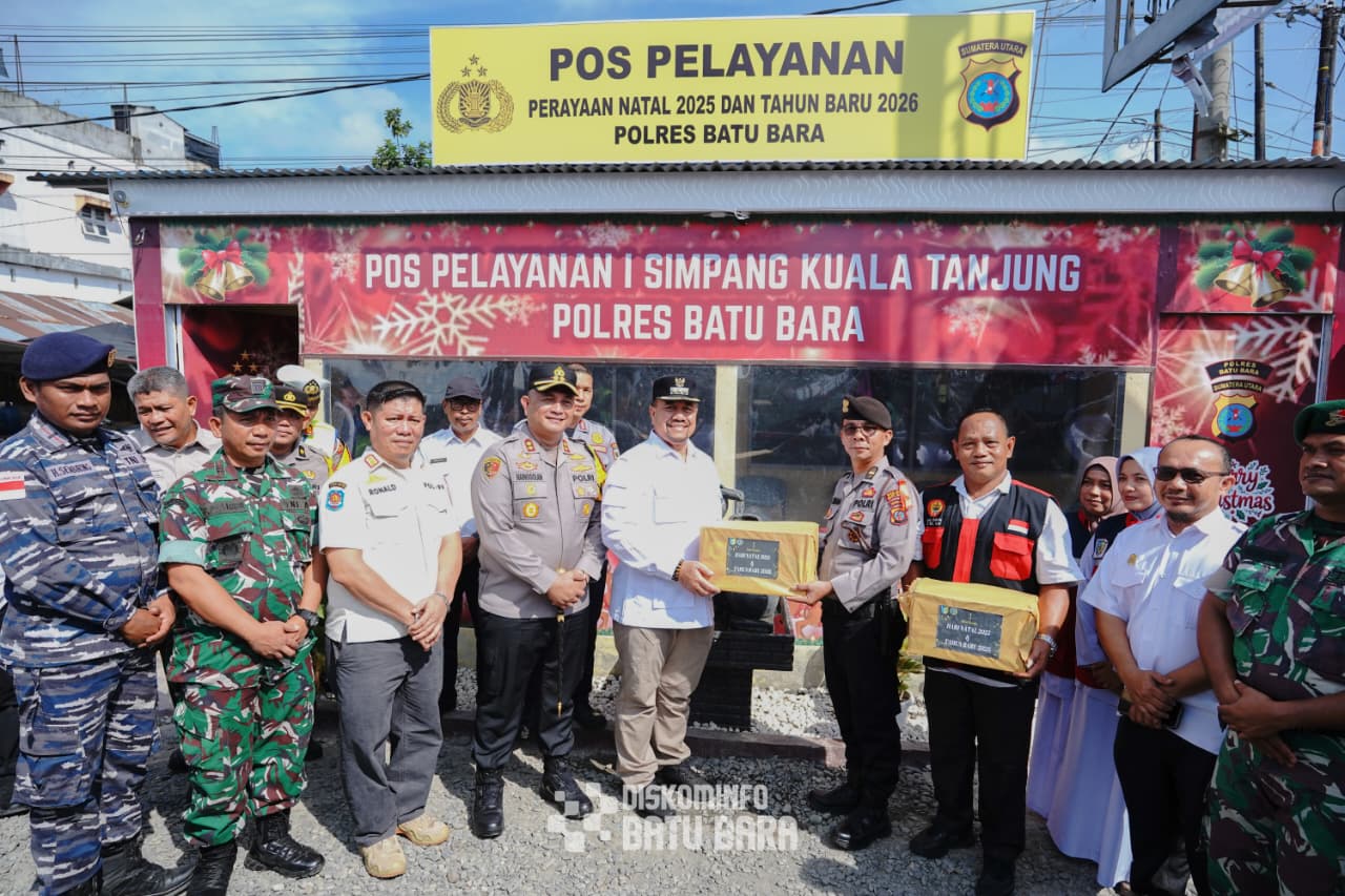 Bupati Batubara H. Baharuddin Siagian, S.E., M.Si bersama  Forkopimda dan Wakil Ketua DPRD Batubara Rodial serta anggota DPRD Sumut Ir Yadhi Khoir Harahap, MBA melakukan pemantauan Pospam.