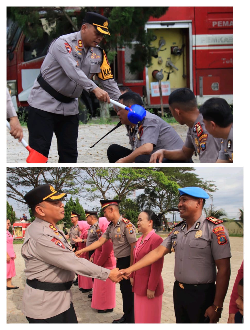 PANGKAT: Kapolres Sergai AKBP Jhon Hery Sitepu saat pimpin kenaikan pangkat. (Dok: istimewa)