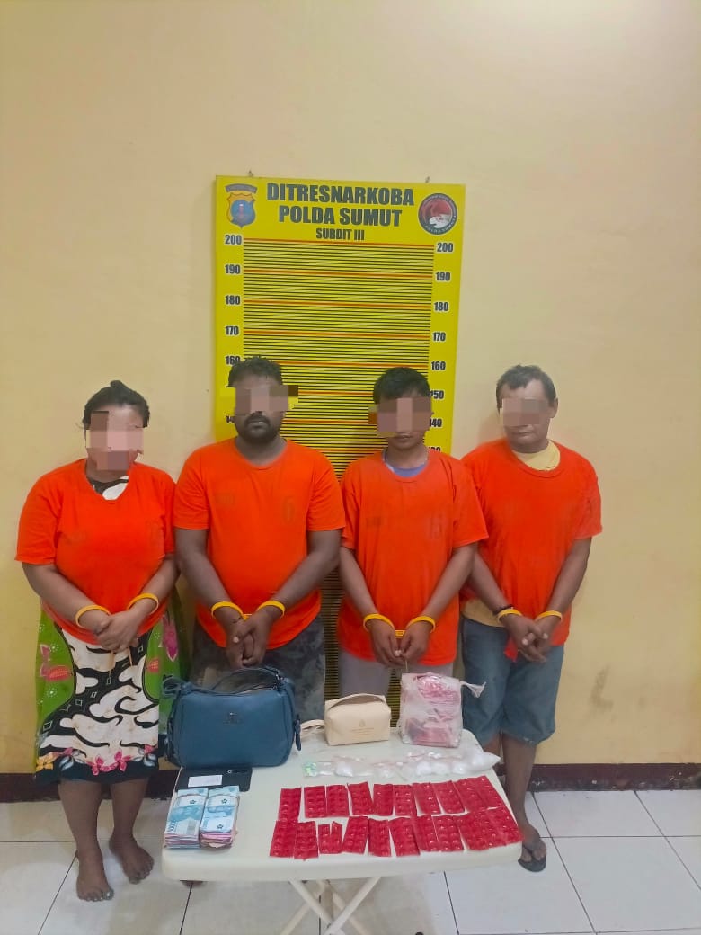 JARINGAN: Para pelaku jaringan Sabu yang berhasil diamankan Polda Sumut. (Dok: istimewa)