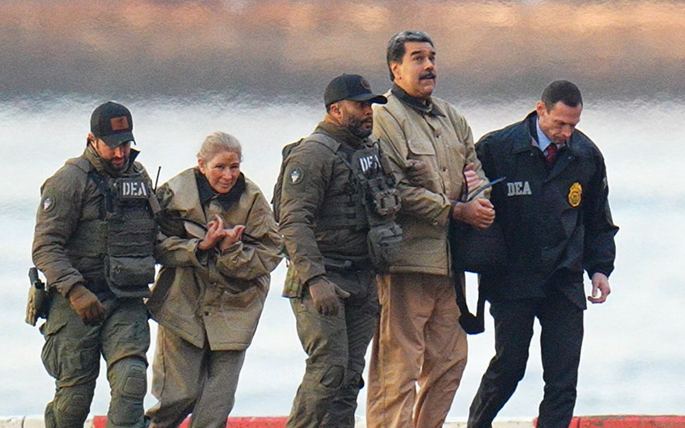 Presiden Venezuela Nicol&aacute;s Maduro saat diboyong polisi Amerika Serikat. (ulasan)