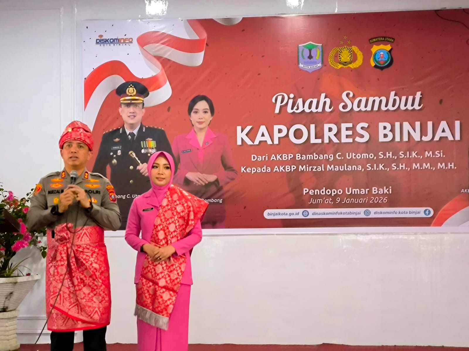 Kapolres Binjai, AKBP Mirzal Maulana saat memberi sambutan di Pendopo Umar Baki. (Teddy Akbari/Sumut Pos)
