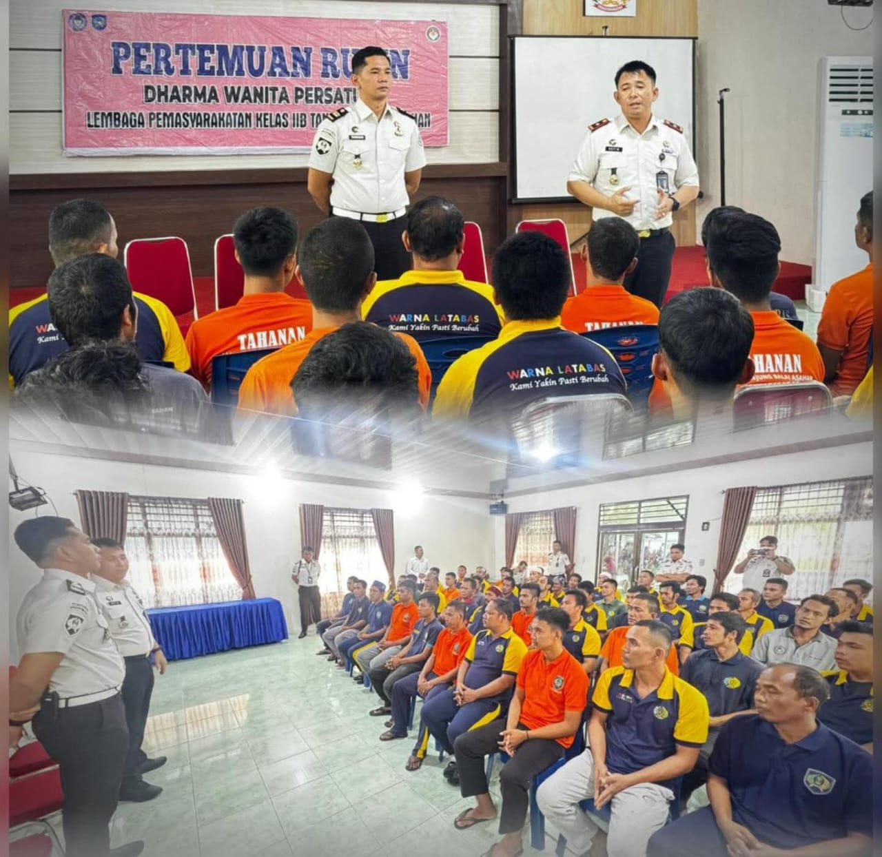 Kalapas Kelas IIB Tanjung Balai Asahan, Refin Tua Simanullang memberikan arahan dan penegasan kepada WBP agar tertib dan patuhi aturan di Lapas. (ISTIMEWA/SUMUT POS)