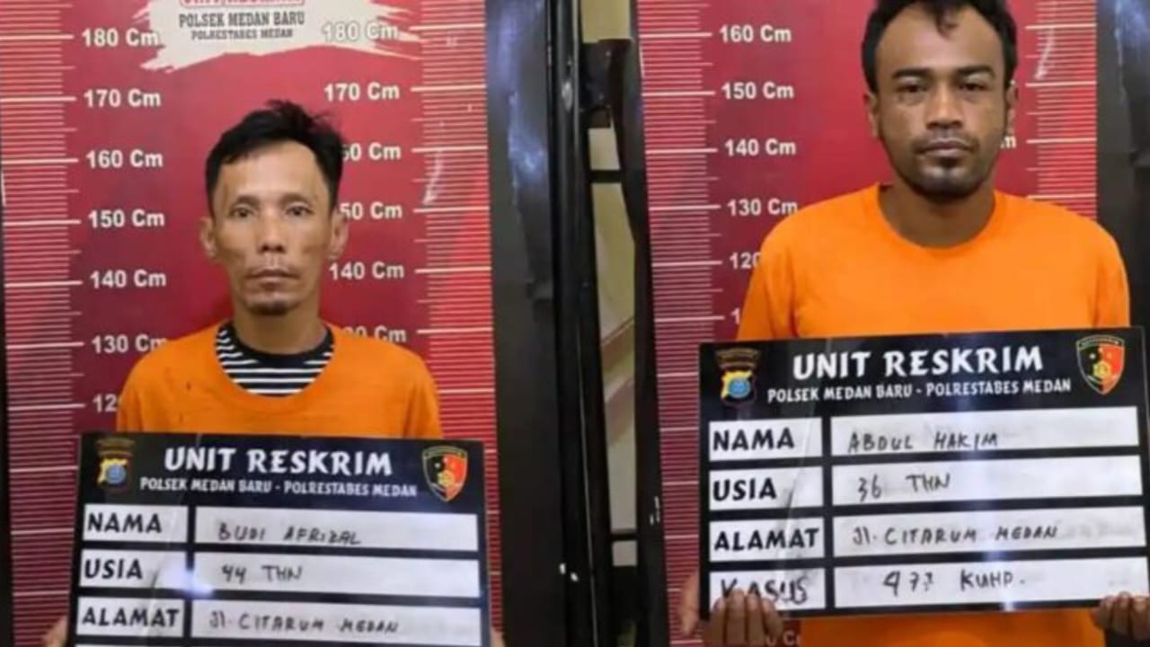 TANGKAP: Dua pelaku raya besi yang ditangkap Polsek Medan Baru. (Dok: ist)