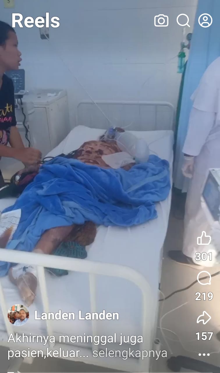 Tangkapan layar seorang pasien bernama, Tiamsa Banjarnahor,  warga Perik Mbue, Desa Tanjung Saluksuk, Kecamatan Pegagan Hilir diviralkan meninggal di RSUD Sidikalang. (tangkapan layar)