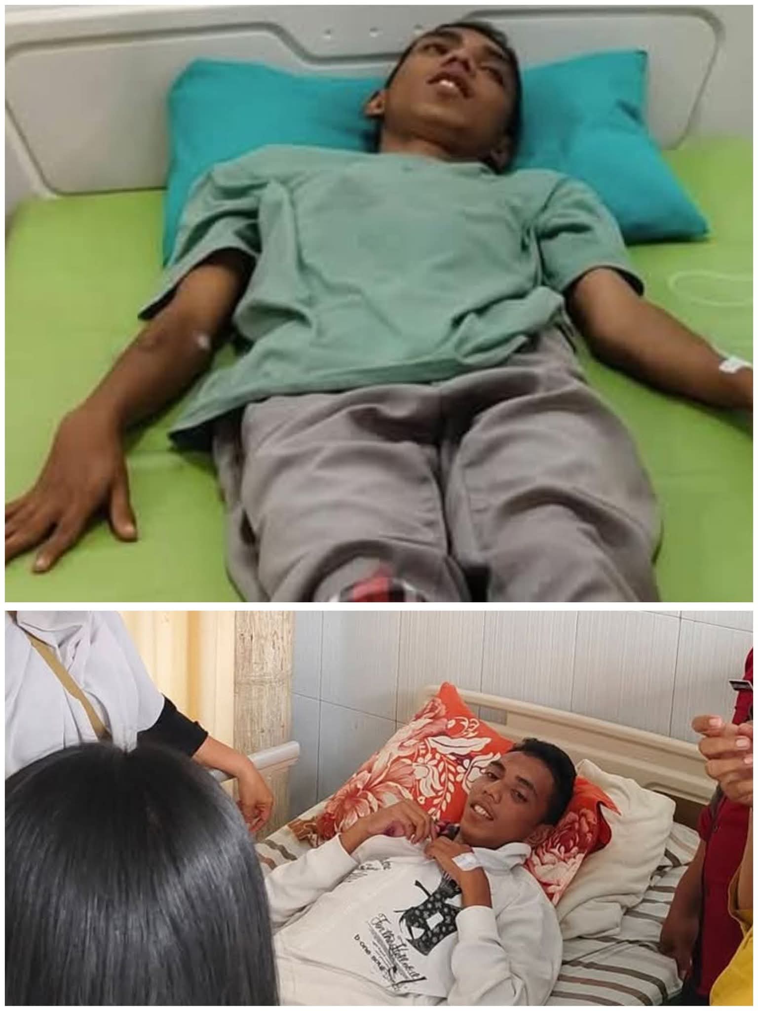 Korban saat dirawat di rumah sakit usai menjadi korban pengeroyokan aksi massa.(PRA EVASI/SUMUT POS)