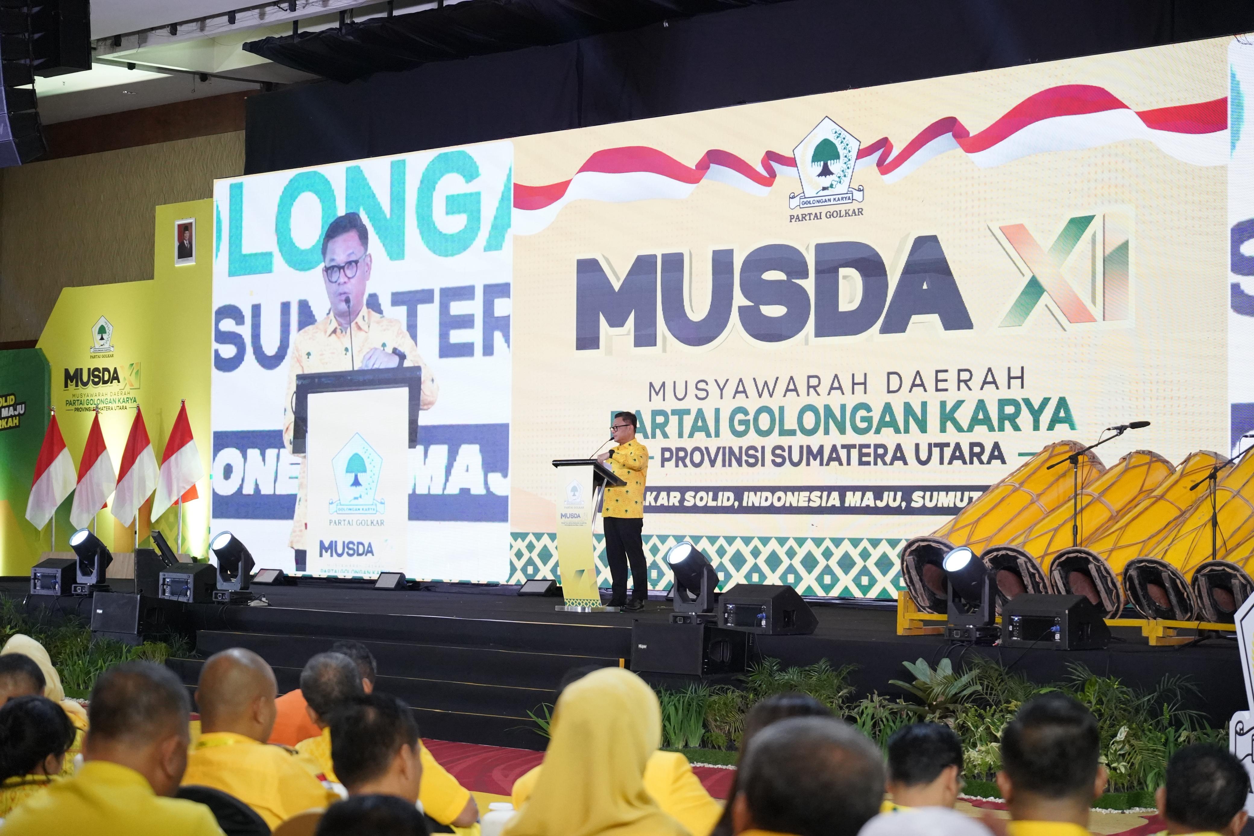 Caption: Wakil Ketua Umum DPP Partai Golkar Tubagus Ace Hasan Syadzily membuka Musyawarah Daerah (Musda) ke XI, di Hotel JW Marriott, Jalan Putri Hijau, Minggu (1/2/2026).