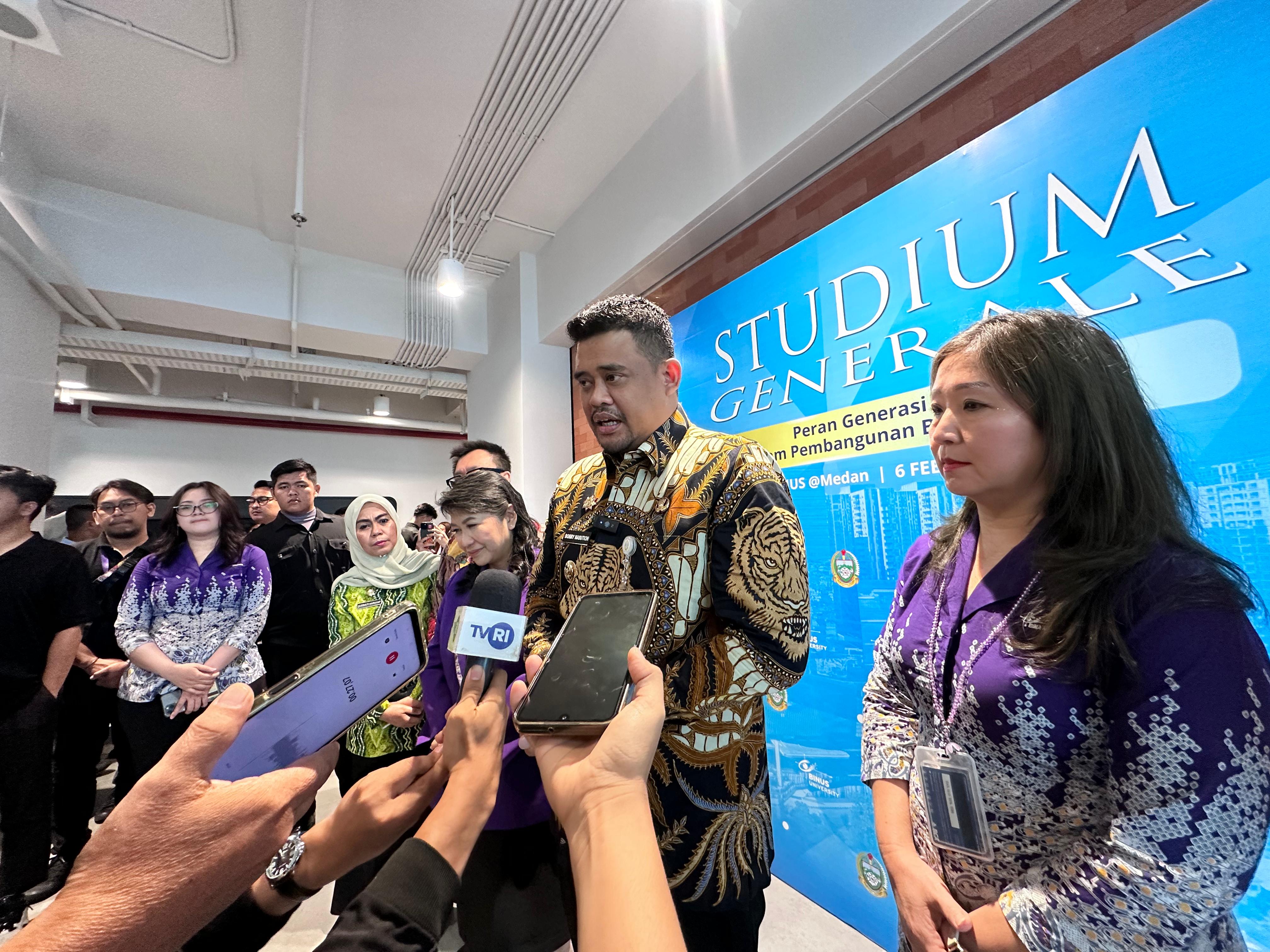 BINUS: Gubernur Sumut, Bobby Nasution saat wawancara usai BINUS @Medan menyelenggarakan kegiatan Studium Generale. (Dok: istimewa)