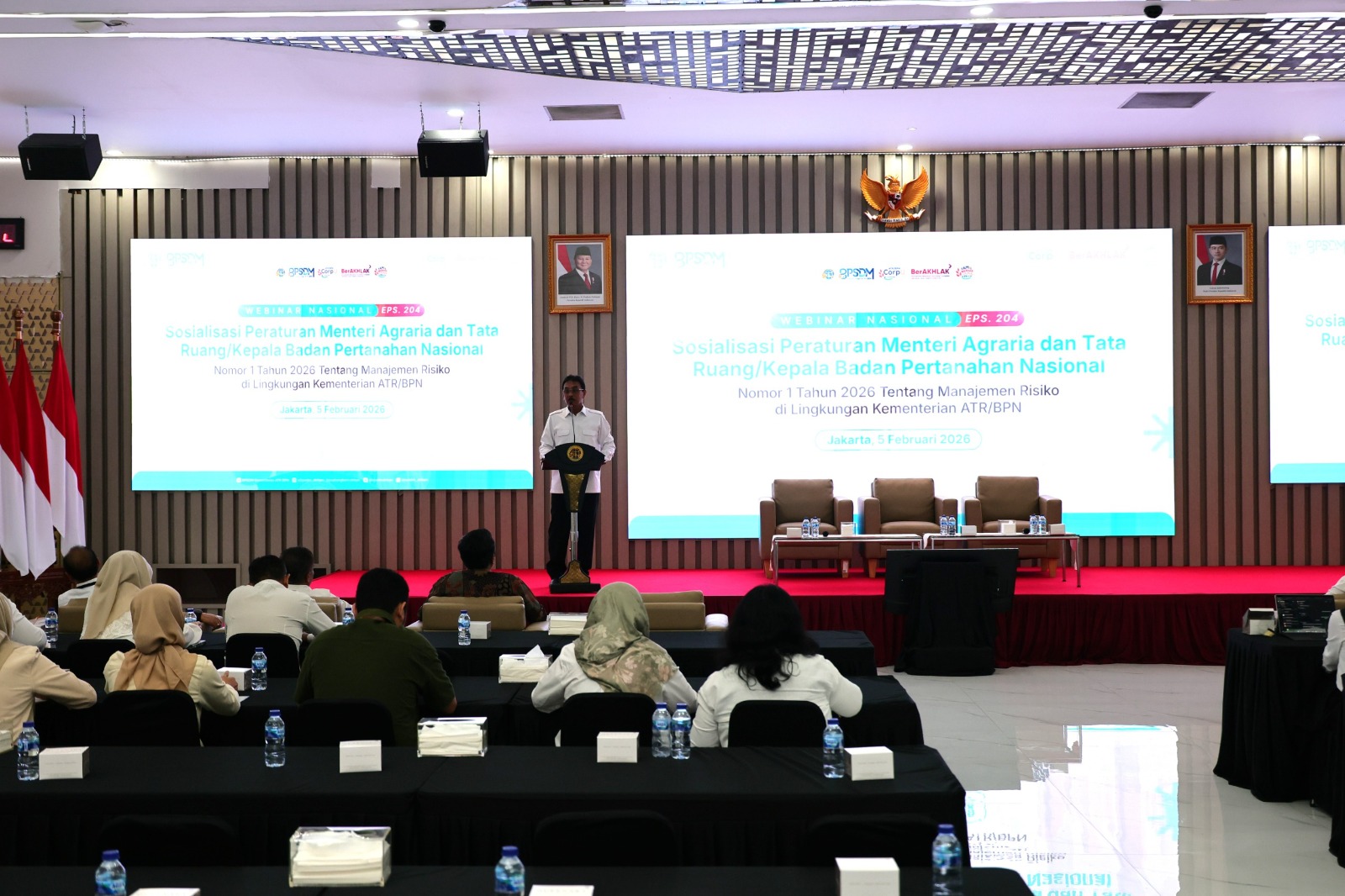 Kementrian ATR/BPN saat  Webinar Sosialisasi Permen ATR/Kepala BPN 1/2026 tentang Manajemen Risiko, secara daring dan luring. (humas BPN Batubara)