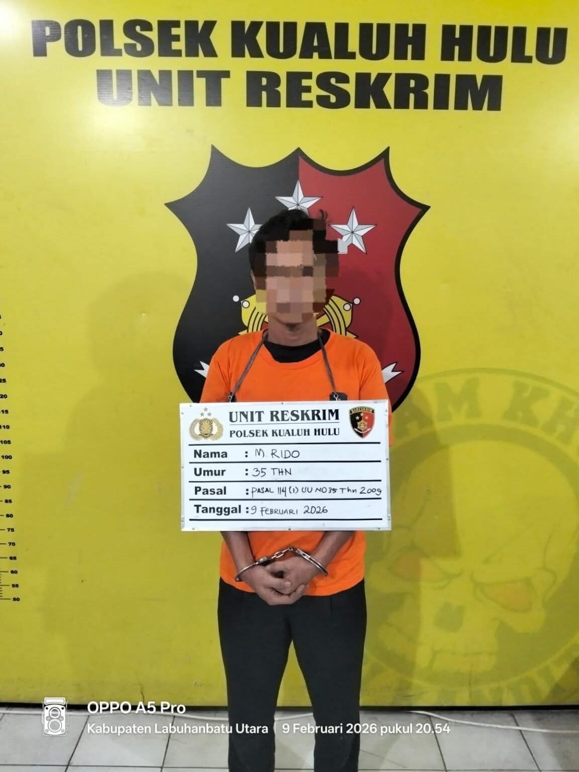 Polsek Kualuh Hulu Ungkap Kasus Penyalahgunaan Narkotika di Aek Kanopan Timur, Satu Tersangka Diamankan.  (ASRI TARIGAN/SUMUT POS)
