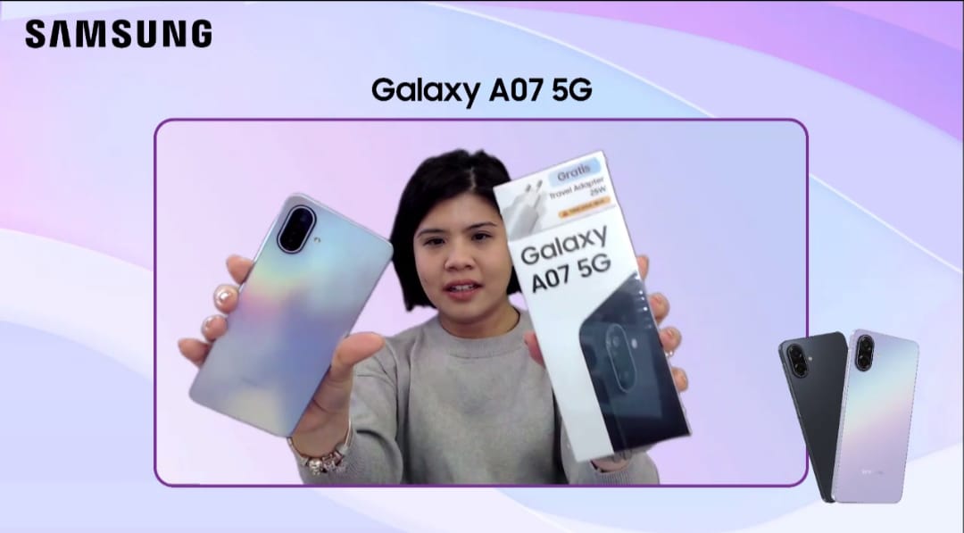Galaxy A07 5G hadir dengan 2 warna dan adaptor 25W, siap dukung hiburan seharian.