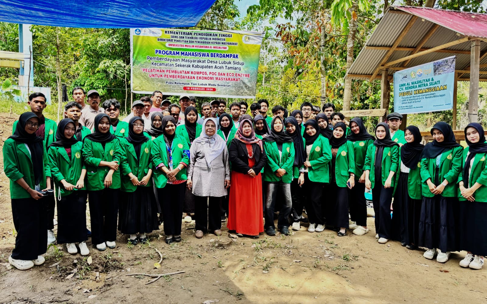 BERDAMPAK: Program Mahasiswa Berdampak UMN Al-Washliyah di Desa Lubuk Sidup Aceh Tamiang. (Istimewa/Sumut Pos)