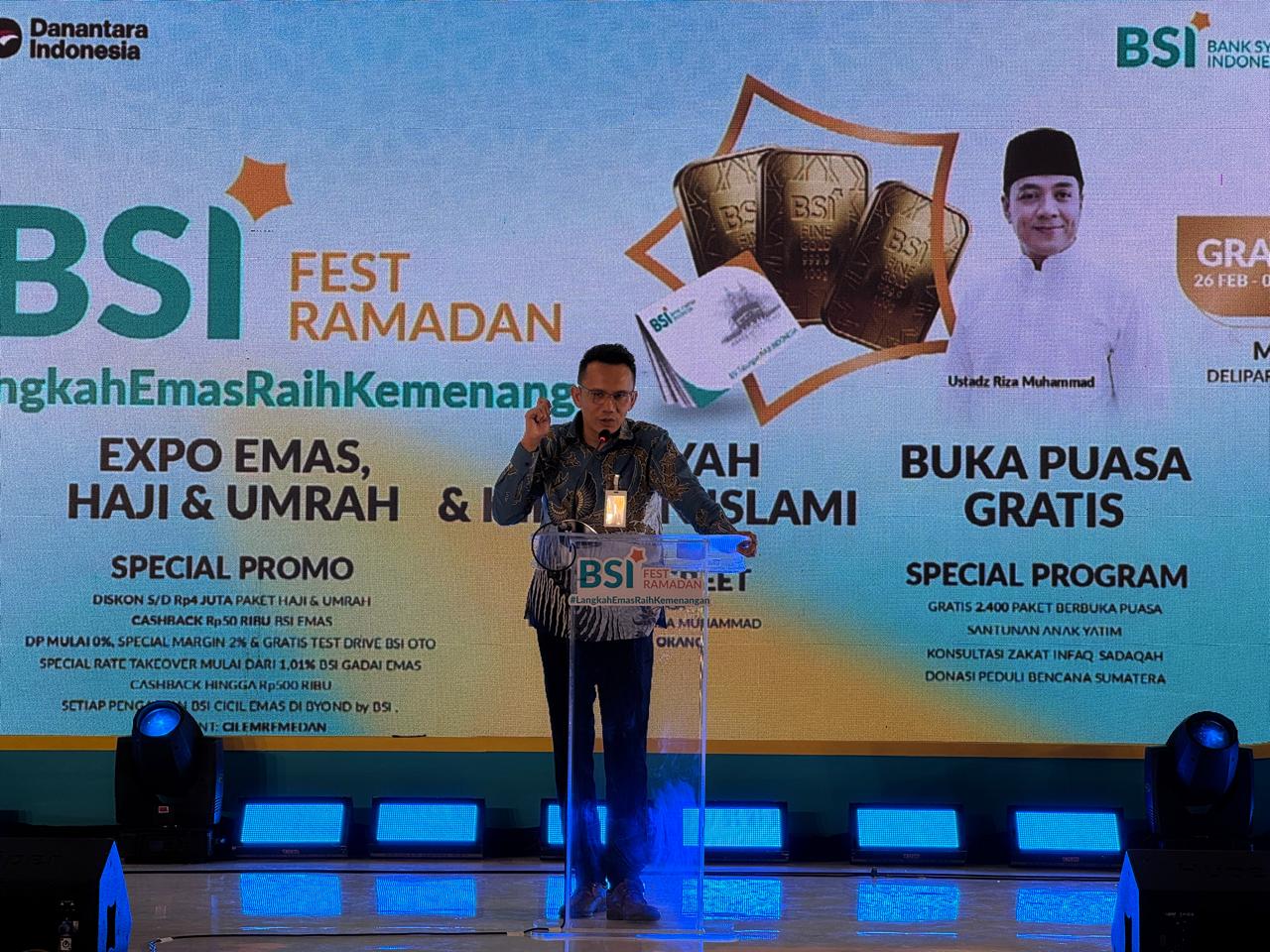 RCEO BSI Regional Medan, Taufan Anshari saat membuka BSI Fest Ramadan 2026 di  Delipark Mall Medan, Kamis (26/2/2026). (Triadi Wibowo)