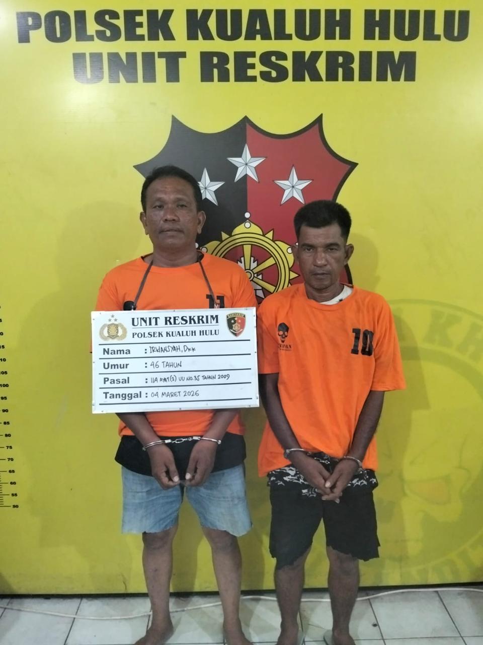 Dua warga Kota Tanjungbalai ditangkap di Aek Kanopan Timur atas kepemilikan narkoba. (HumasPolsek/Sumut Pos)