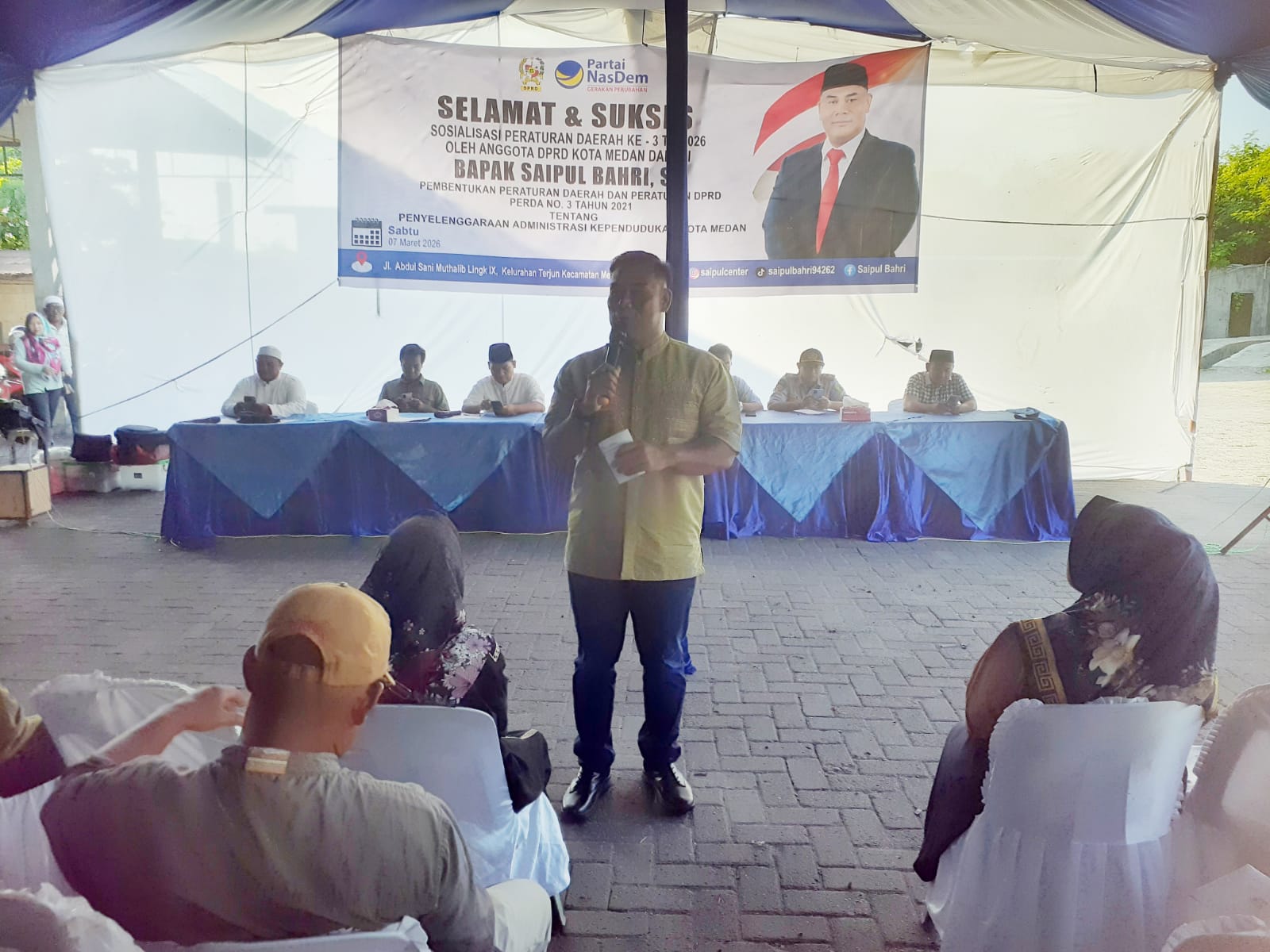 Sekretaris Fraksi Partai NasDem DPRD Kota Medan, Saipul Bahri saat menggelar reses di Medan Marelan. (ISTIMEWA/SUMUT POS)