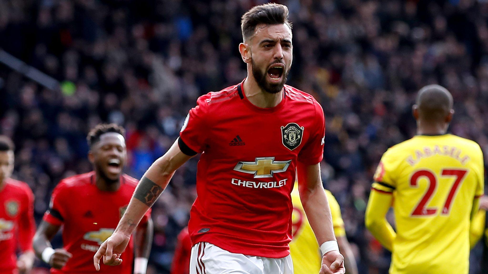 Gelandang serang Bruno Fernandes bakal memimpin Manchester United dalam misi mempertahankan tiga besar Premier League di kandang AFC Bournemouth dini hari nanti (21/3). (wallpaeraccess)
