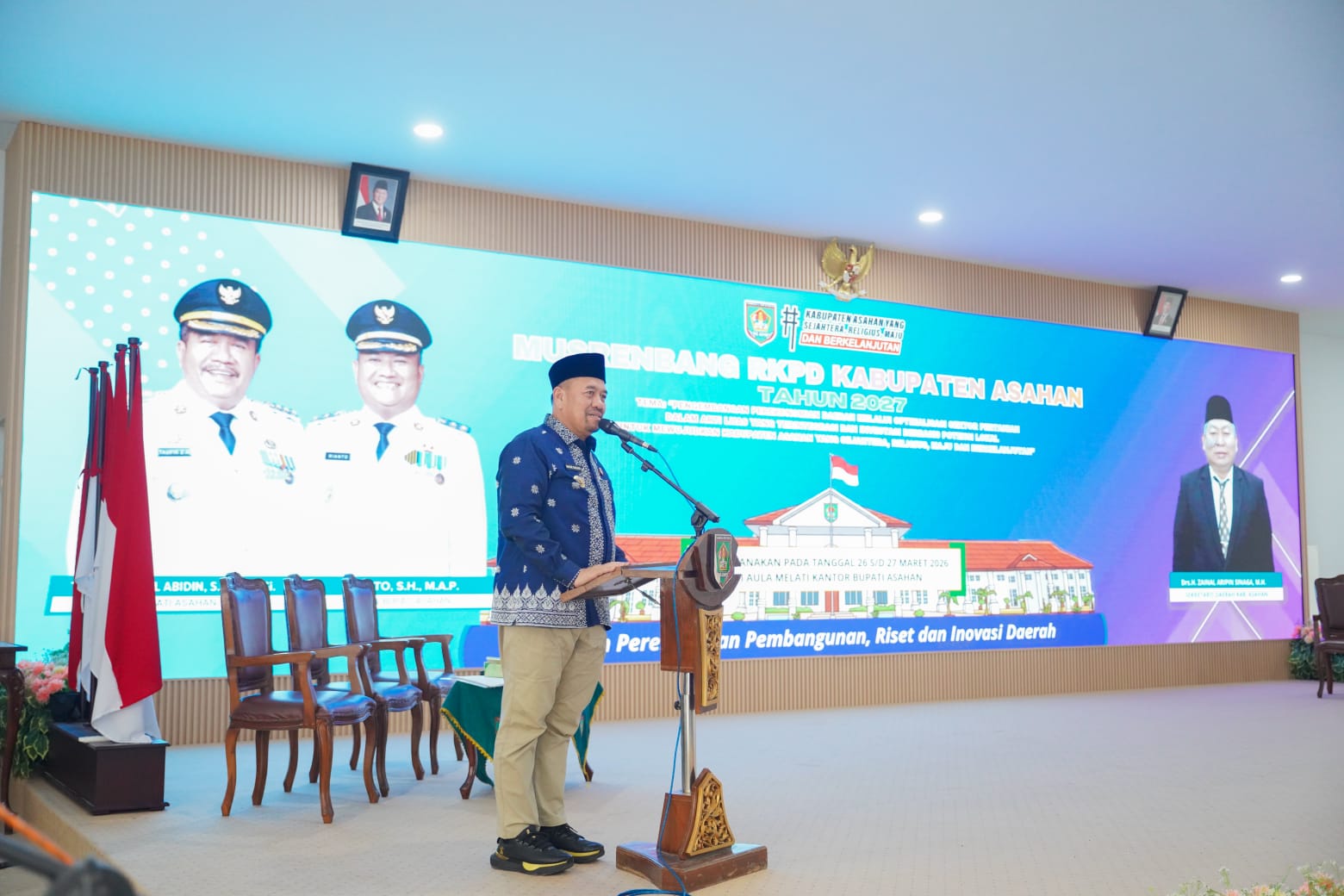 SAMBUTAN: Bupati Batubara Baharuddin Siagian saat menyampaikan sambutan pada Musrenbang RKPD Kabupaten Asahan 2027. (Dok: istimewa)