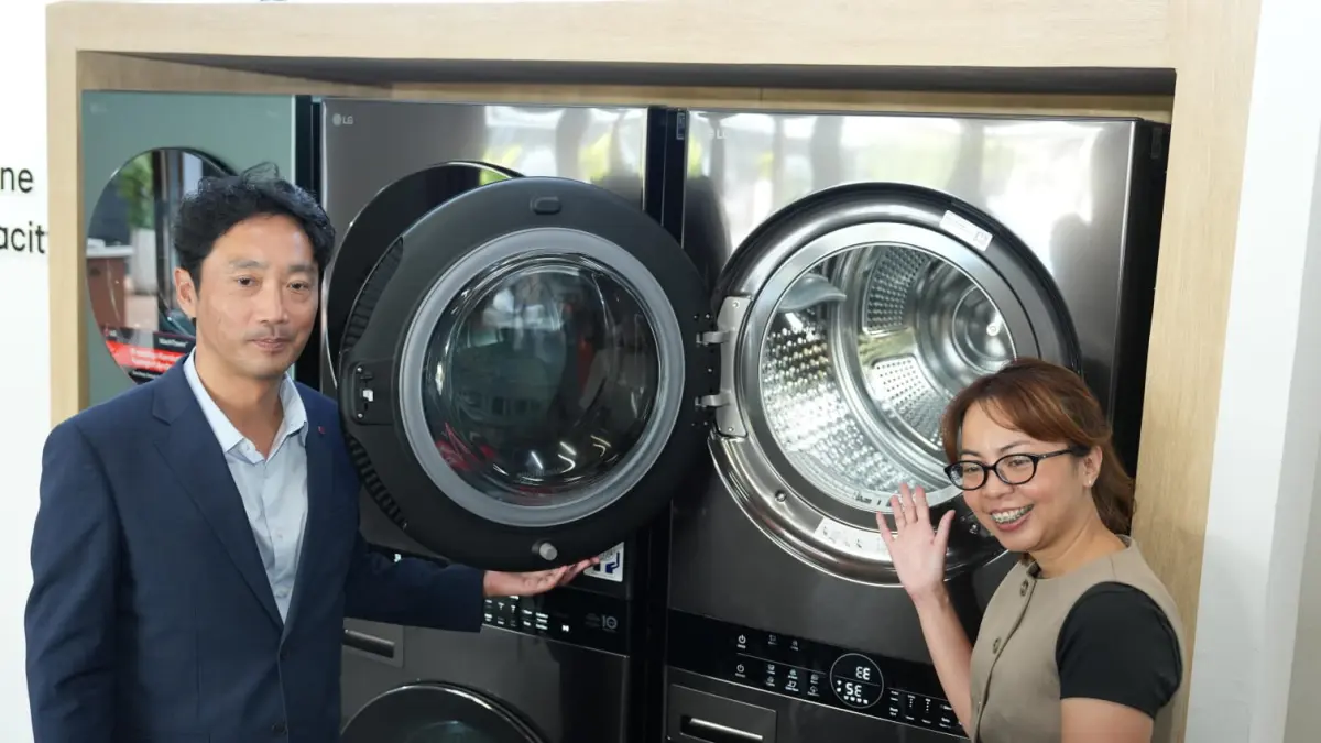 LG: Manajemen LG Indonesia saat memperkenalkan produk mesin cuci dengan keunggulan AI dan bermuatan hingga 25 Kg. (Dok: LG)