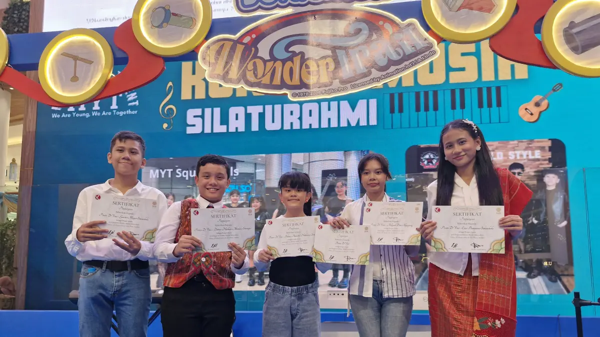 Penta D’Voce diabadikan usai  mengisiKonser Musik Silaturahmi yang digelar Medan Youth Talent di di Main Atrium Sun Plaza Medan, Sabtu (28/3/2026). (ISTIMEWA/SUMUT POS)