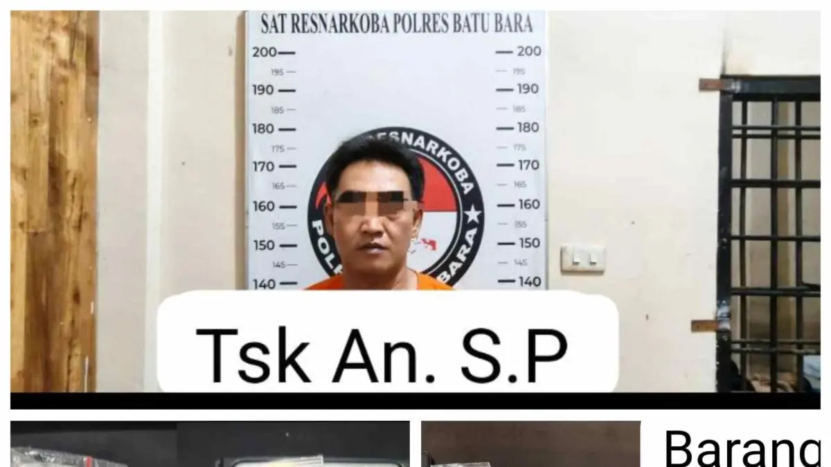 TANGKAP: Polisi menangkap tersangka dan barang bukti narkoba di Sei Balai Batubara. (Dok: istimewa)
