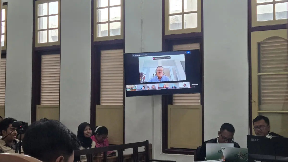 KORUPSI DJKA Medan: Sidang dugaan korupsi DJKA Kemenhub Medan, menghadirkan saksi yang digelar virtual. (Dok: istimewa)