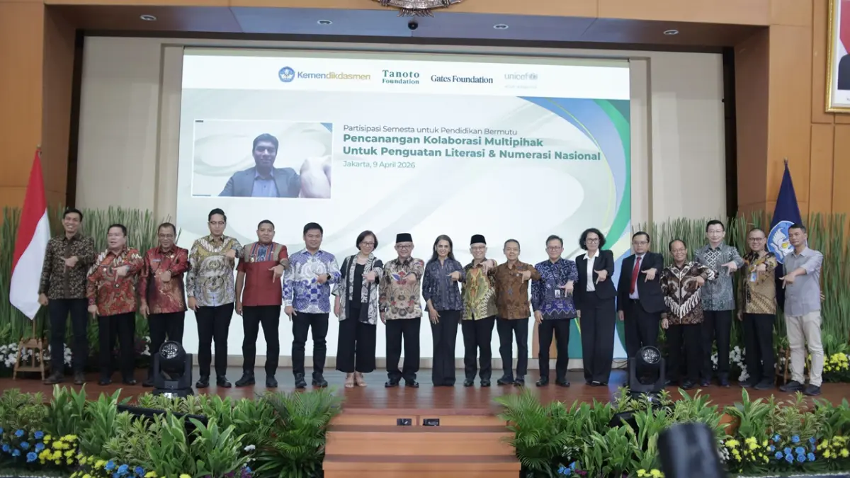 Kemendikdasmen secara resmi melakukan Pencanangan Kolaborasi Multipihak untuk Peningkatan Literasi dan Numerasi Nasional dengan Tanoto Foundation, Gates Foundation, dan UNICEF. (ist)