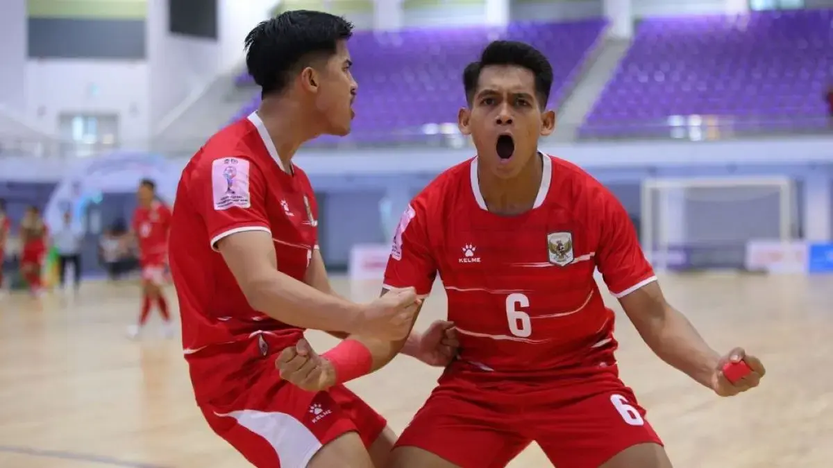 Pemain Timnas Futsal Indonesia selebrasi usai mengalahkan Australia 3-2 di ASEAN Futsal Championship 2026. (FFI)