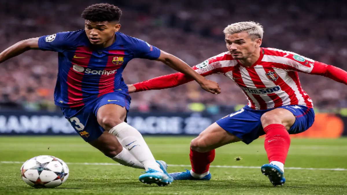 Duel panas antara Atletico Madrid vs Barcelona bukan sekadar laga Liga Champions, melainkan  pertaruhan harga diri, mental, dan masa depan musim Blaugrana. (foto chatgpt)