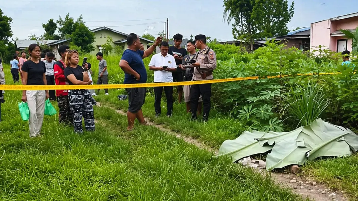 TEWAS: TKP pria ODGJ yang ditemukan tewas digaris polisi. (Dok: istimewa)

