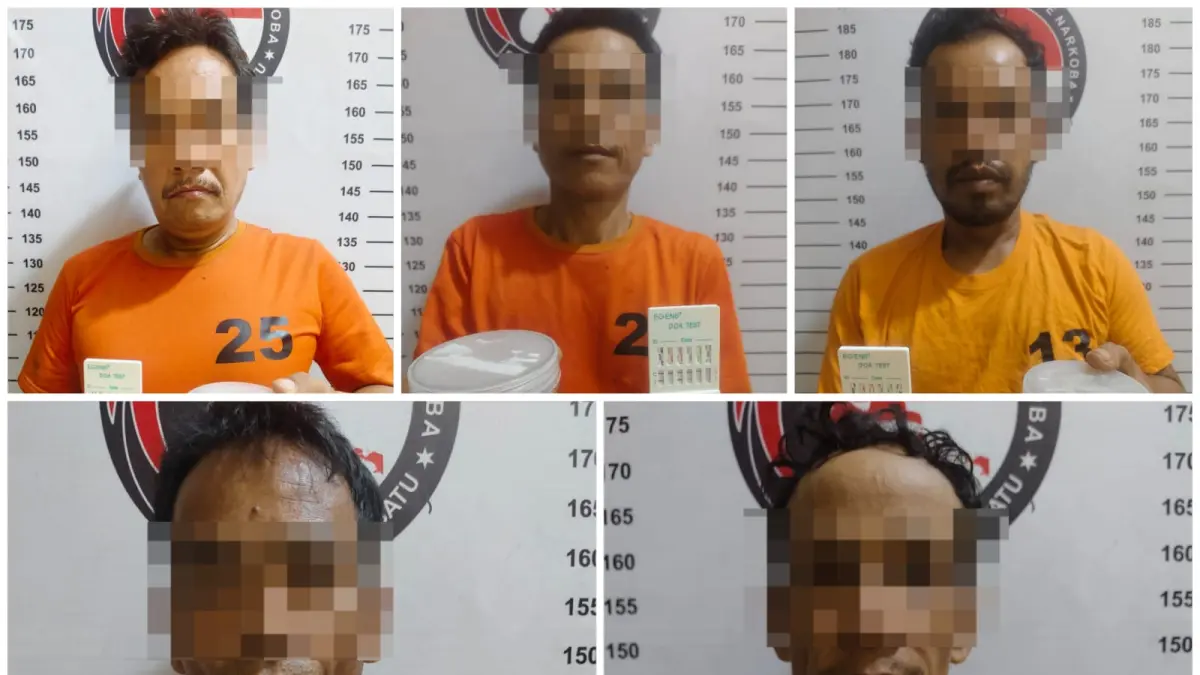 AMANKAN: Personel gabungan Polda Sumut dan Polres Labuhanbatu menggerebek lokasi narkoba, di kawasan Padang Laut, Desa Tanjung Medan, Kecamatan Bilah Barat, Kabupaten Labuhanbatu. Ada delapan orang diamankan. (Dok: Fajar/ Sumut Pos)
