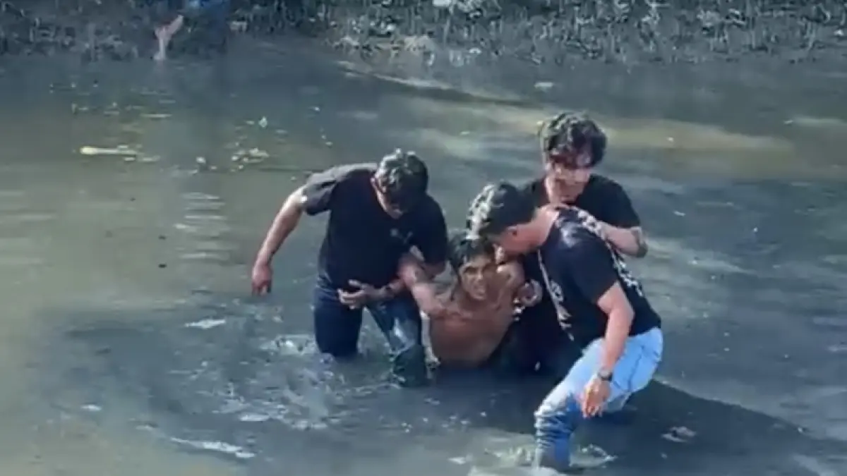 Personel Satnarkoba Batubara  saat meringkus terduga pengedar sabu saat lari ke Rawa Rawa,.Senin (27/4/2026). (Liberti H Haloho/Sumut Pos)