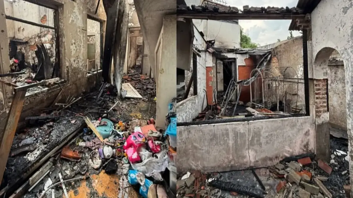 BAKAR: Rumah Anisa Rahma di Bandung yang habis terbakar. 