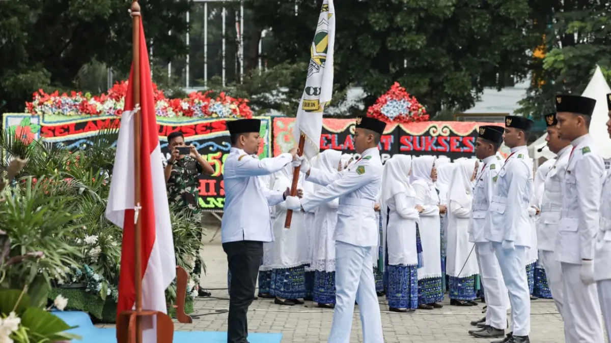 Pelaksanaan upacara pada pembukaan MTQN Kota Pematangsiantar.(Istimew/Sumut Pos)
