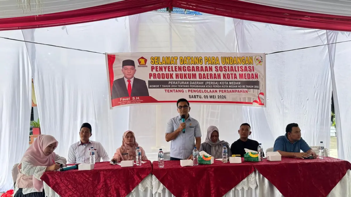 SOSPER: Anggota DPRD Medan, Fauzi menggelar Sosialisasi Perda No.7/2024, Sabtu (9/5/2026). (Dok: Markus Pasaribu/ Sumut Pos)