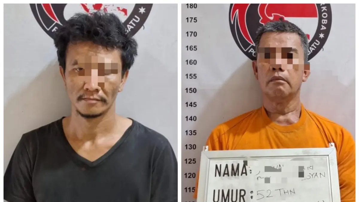 TERSANGKA: Tersangka Boyan dan Arif diamankan polisi di Jalan Kartini, Kecamatan Rantau Utara. (Dok: Fajar/ Sumut Pos)

