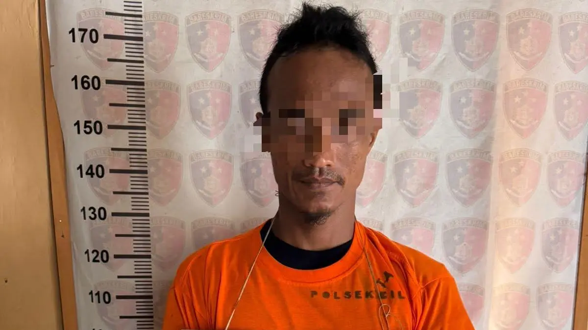 AMANKAN: Tersangka Budi diamankan polisi dari Jalan Umum Simpang PMKS PT Pangkatan Indonesia (Dok: Polsek Bilah Hilir)

