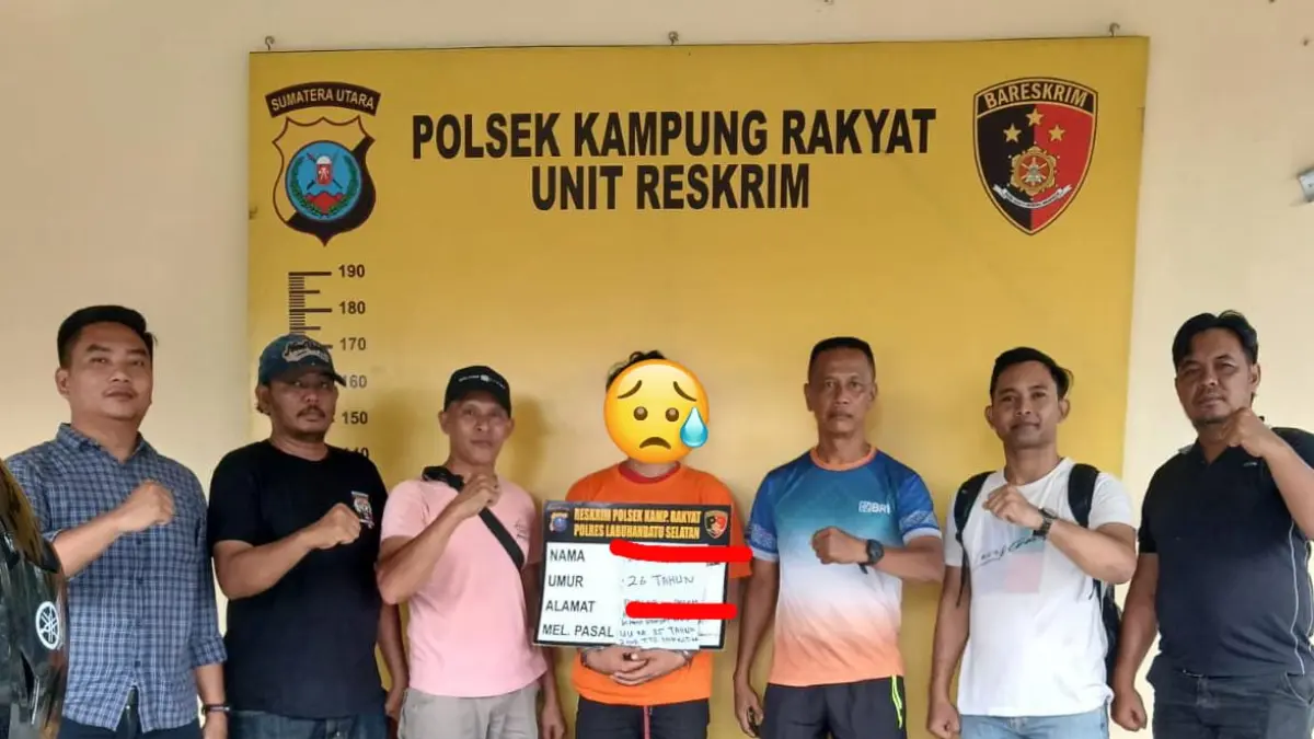 Polsek Kampung Rakyat berhasil menangkap seorang terduga pengedar sabu. (Dok: Polsek Kampung Hilir)