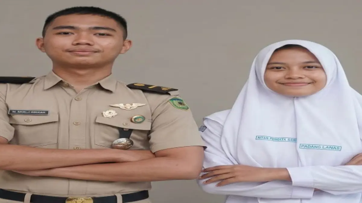 IKUTI SELEKSI: M.Khalil Gibran dan Intan Permata Sari Dalimunthe, Dua Pelajar Terbaik Padang Lawas siap bertarung di seleksi Paskibraka Tingkat Propinsi Sumatera Utara. (MITRA HARAHAP/SUMUT POS)