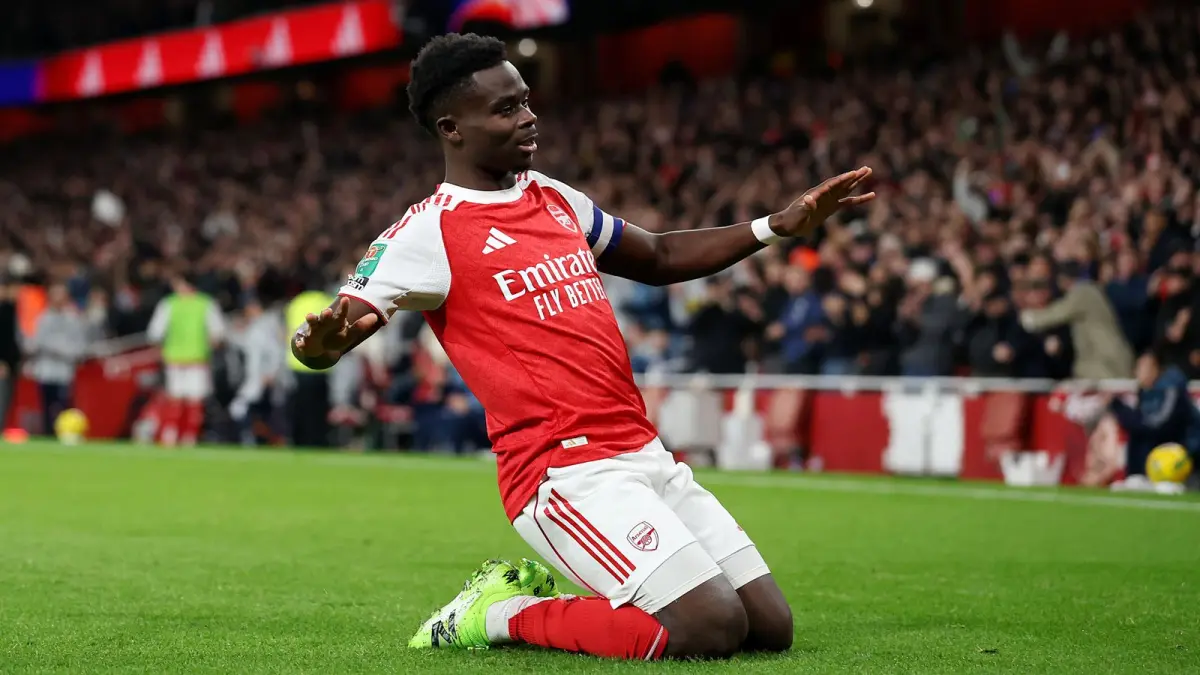 TOP SKOR: Bukayo Saka menjadi pencetak gol terbanyak Arsenal di Premier League. Ketajamannya diharapkan mampu menambah pundipundi gol The Gunners. (skysports)