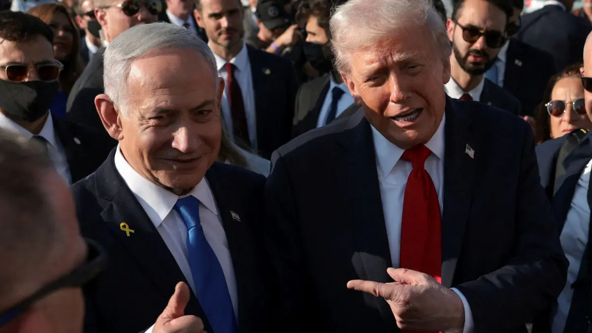 Presiden Amerika Serikat Donald Trump dan Perdana Menteri Irael Benyamin Netananyu. (new.sky)