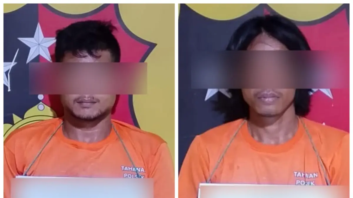 Tersangka SR dan LGP warga Kecamatan Pasir Limau Kapas, Kabupaten Rokan Hilir, Provinsi Riau ditangkap polisi. (Fajar/Sumut Pos)