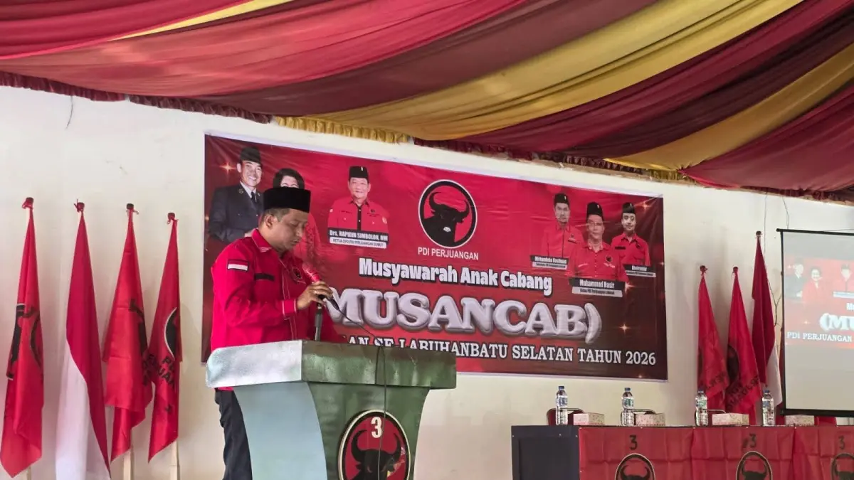 Ketua DPC PDI Perjuangan Labuhanbatu Selatan M.Hasir. (Khairuddin/Sumut Pos)