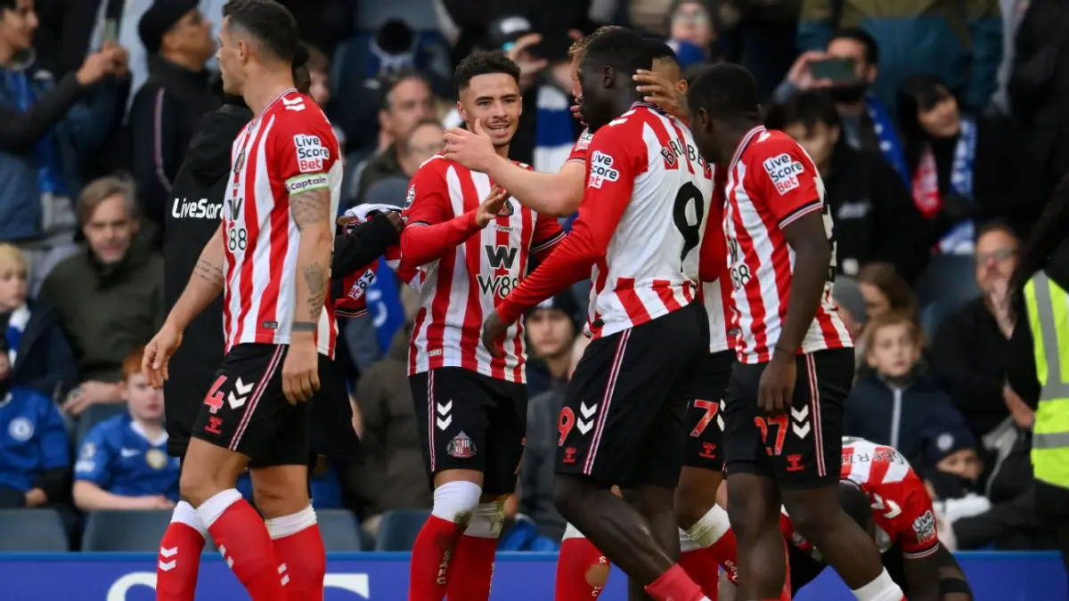 Sunderland menang 2-1 atas Chelsea pada pekan terakhir Liga Inggris 2025/26 di Stadium of Light, Minggu (24/5). (livesports)
