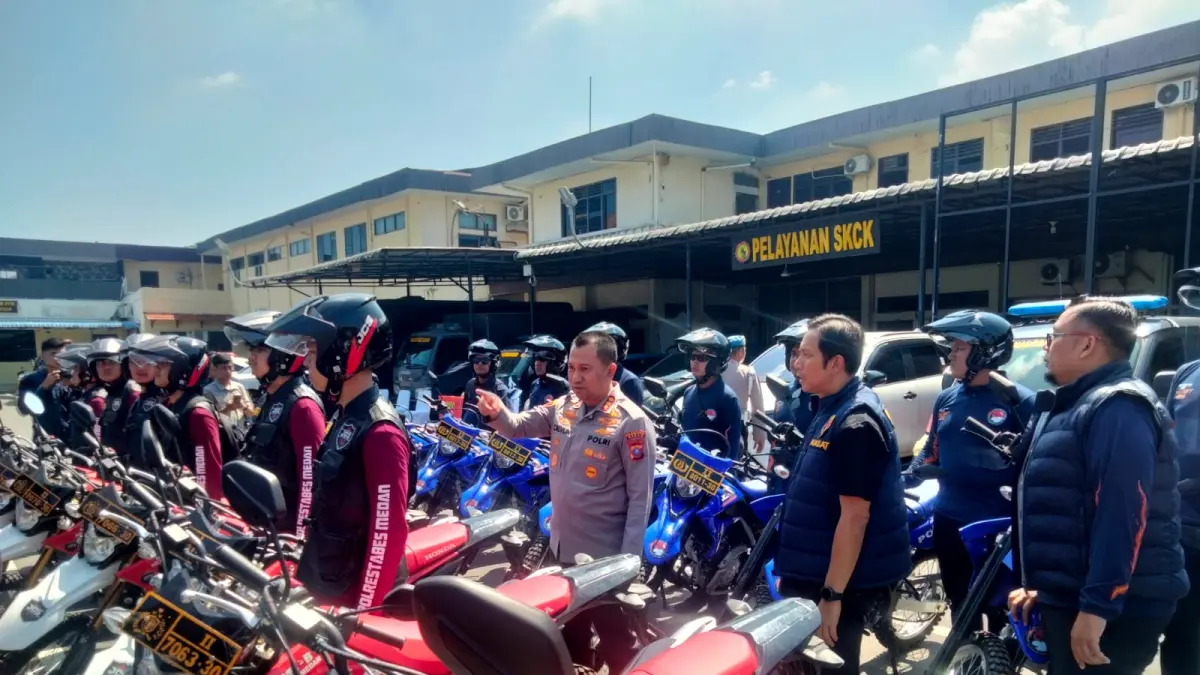 CURIAN: Polrestabes Medan mengungkap ratusan kasus kejahatan jalanan dan gudang penampung motor curian, Sabtu (30/5/2026). (Dok: Polrestabes Medan)
