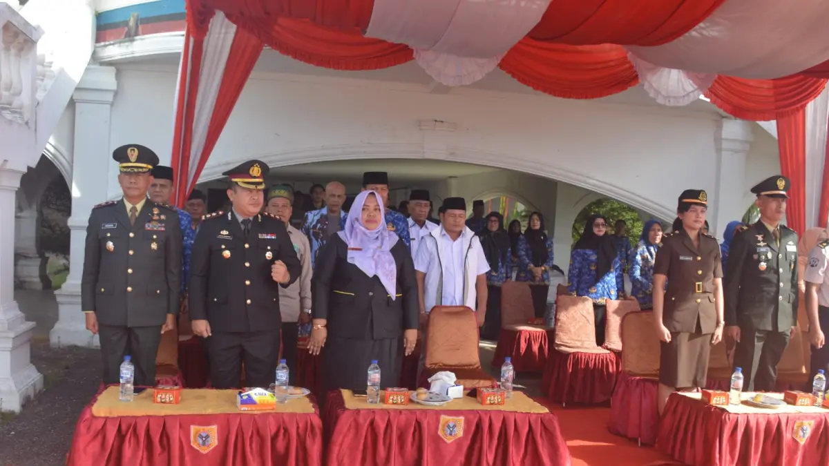 Kapolres Labusel AKBP Aditya S.P Sembiring Muham S.I.K Saat hadiri Upacara Hari Lahir Pancasila. (Khairuddin/Sumut Pos)
