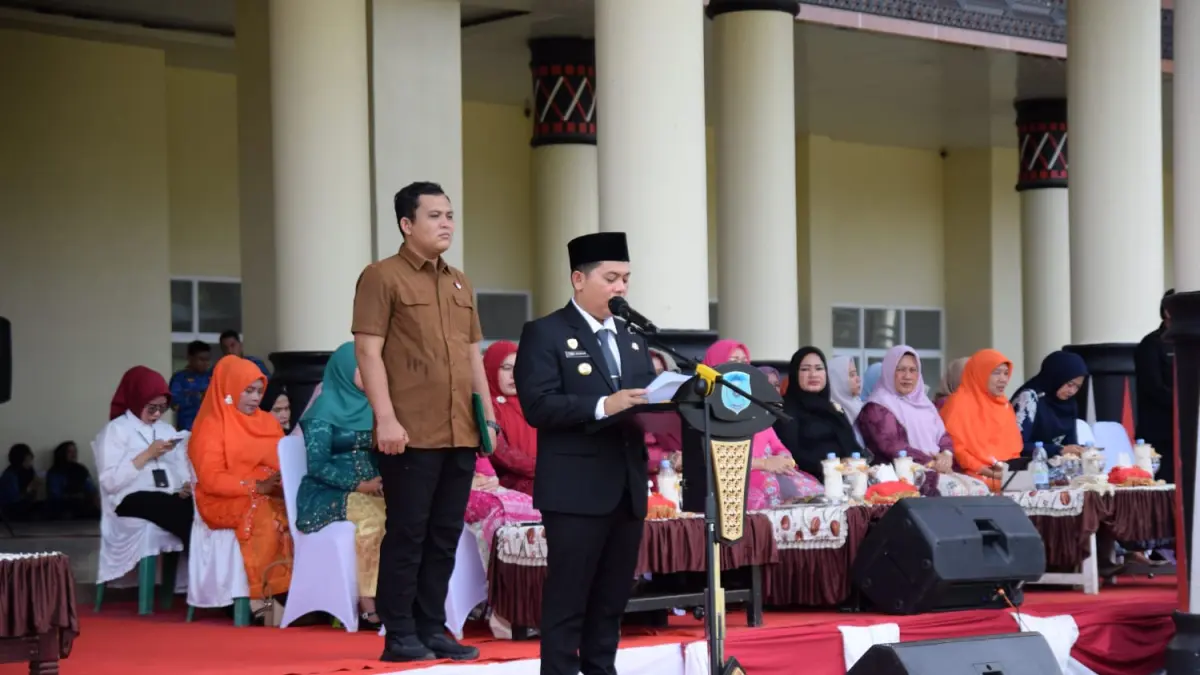 Pemkab Padang Lawas menggelar upacara peringatan Hari lahir Pancasila tahun 2026, Senin 1 Juni 2026. (Mitra Harahap/Sumut Pos)