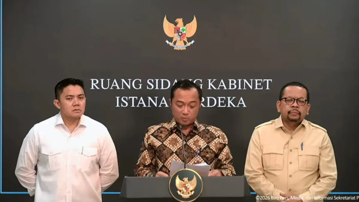 Menteri Sekretaris Negara (Mensesneg) Prasetyo Hadi saat memimpin konpers terkait evaluasi program MBG. (Dok: Kemesneg)