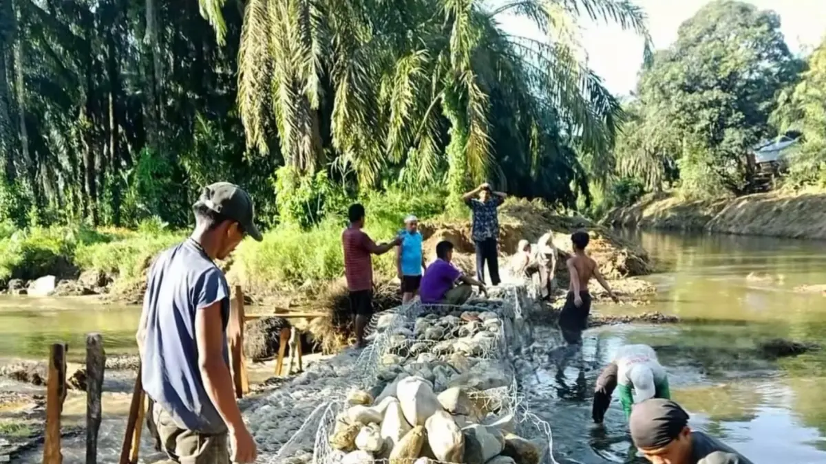 TANGGUL: Dinas Sumber Daya Air (SDA) Provinsi Sumatera Utara penanganan terhadap tanggul jebol pada Daerah Irigasi (DI) Balakka Sitokkon yang berada di Kecamatan Barumun, Kabupaten Padang Lawas (Palas).(Dok : Dinas SDA Sumut)