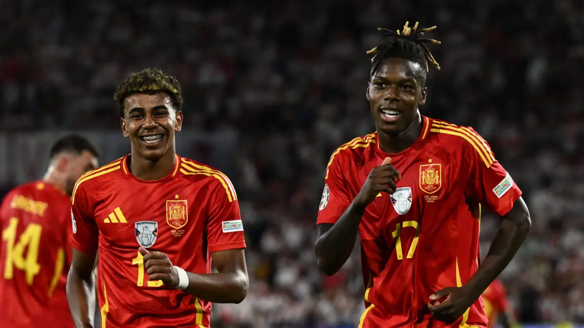 Lamine Yamal dan Nico Williams. (nytimes)