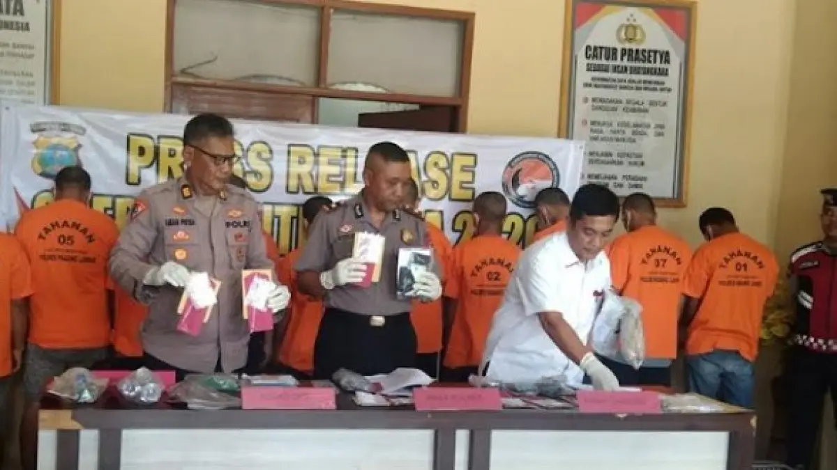 Polres Palas Gulung 29 tersangka dalam Operasi Antik 2026. (Mitra Harahap/Sumut Pos)