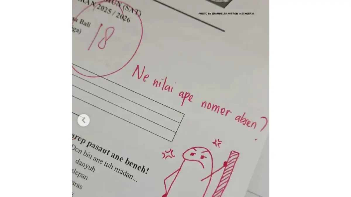 Cara kreatif seorang guru Bahasa Bali dalam mengoreksi tugas siswa viral di media sosial. (Instagram @cretivox)